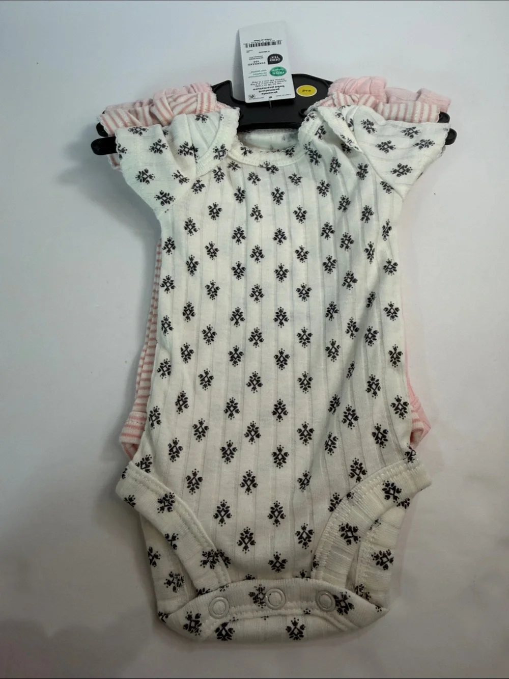 Carter's Pink Ribbed Dot Short-Sleeve Baby Bodysuit